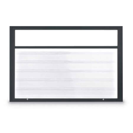 United Visual Products Single Door Radius Corkboard, 18"X24", B UV8000-BRONZE-MEDGRY